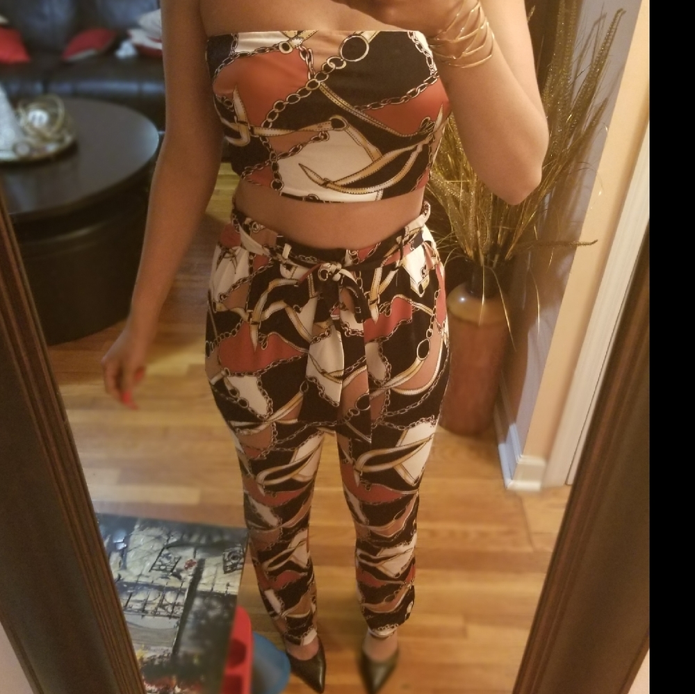 Two piece pants and blouse set